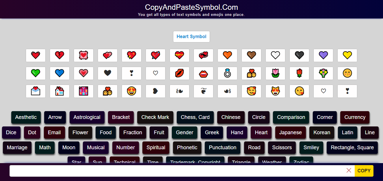 Hearts Symbol to copy and paste