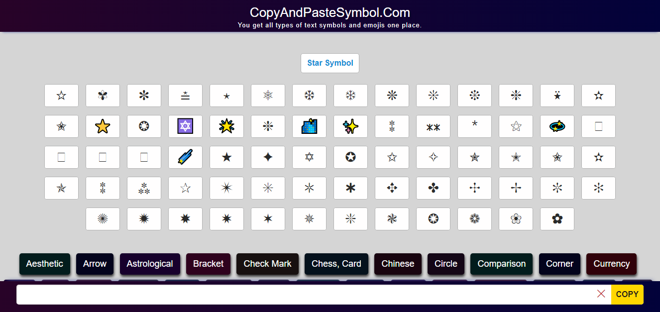Star Symbol to copy and paste